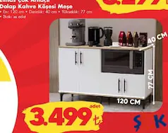 GARAJ HOME ELMAS ÇOK AMAÇLI DOLAP KAHVE KÖŞESİ MEŞE